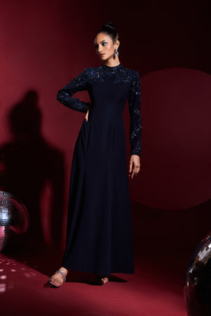 Sapphire Blue Embroidered Gown