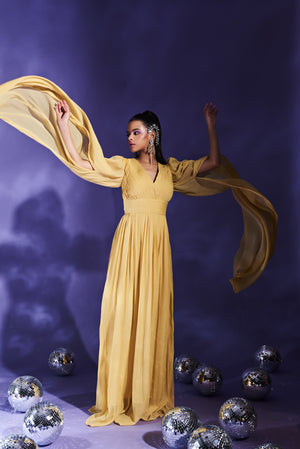 Wings' Yellow Chiffon Gown