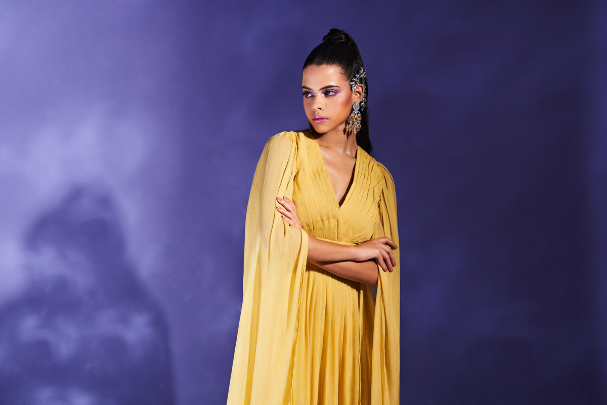 Wings' Yellow Chiffon Gown